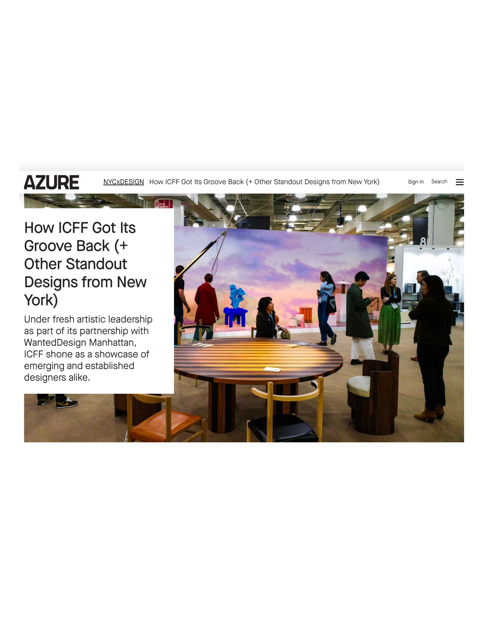 Azure Magazine Covers Juniper at ICFF 2023