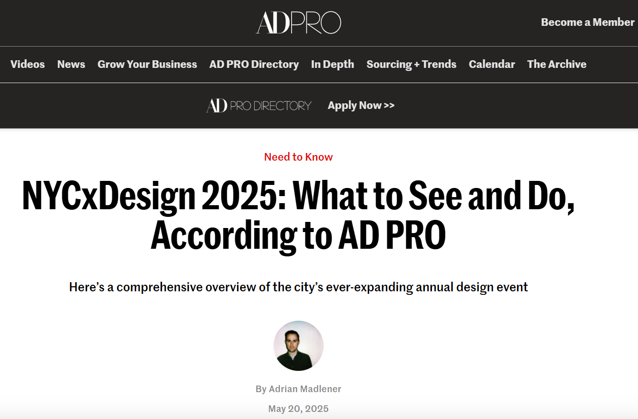 Juniper Featured in AD PRO’s Guide to NYCxDesign 2025