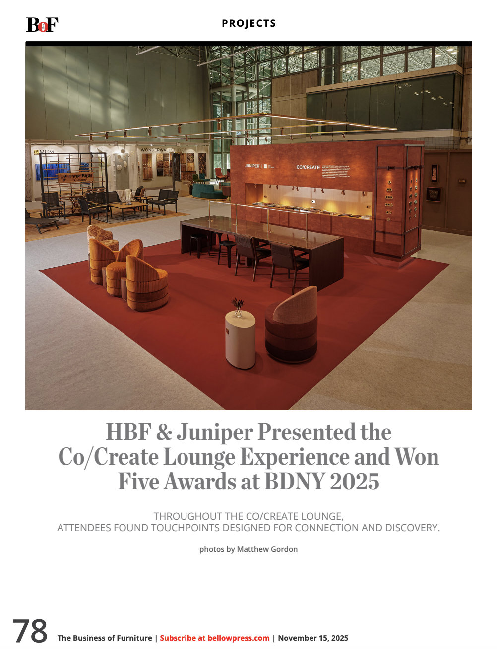 Co/Create by Juniper + HBF Featured in The Business of Furniture